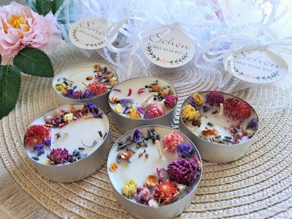 Maxi Candle with Dried Flowers-Handmade Guest...