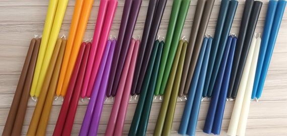 Beeswax Wedding Taper Candles, Set of 2, Colo...