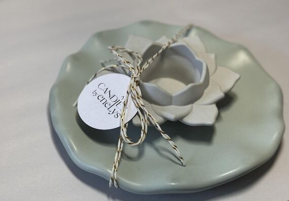 Handmade Cement Flower Candle Holder with Cem...