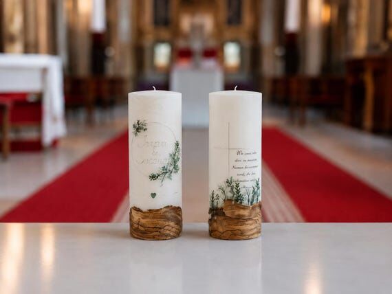 Wedding candle made of real wood | Personaliz...