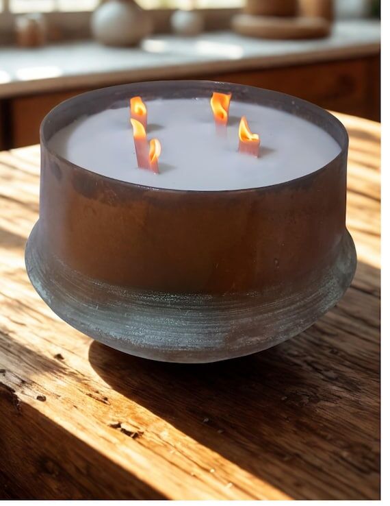 Huge Copper Bowl Candle, 6 Wick Long Burning ...