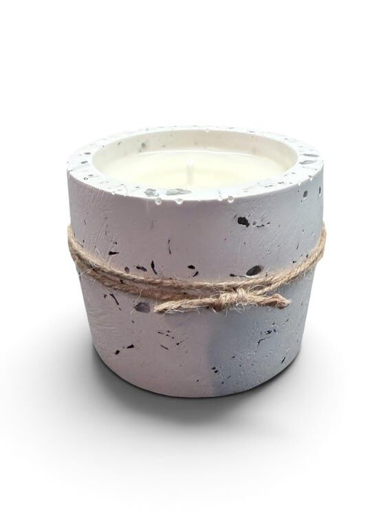 Hand Cast Stone Soy Candle | Terrazzo Look St...