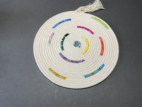Coiled Rope Trivet Handmade Hot Pad Candle Ma...