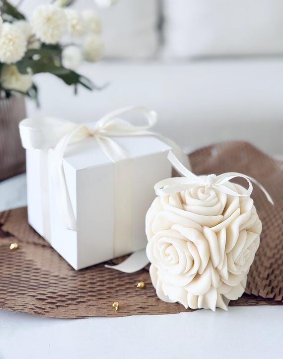 Rose Ball Candle – Romantic Soy Wax Candle,...