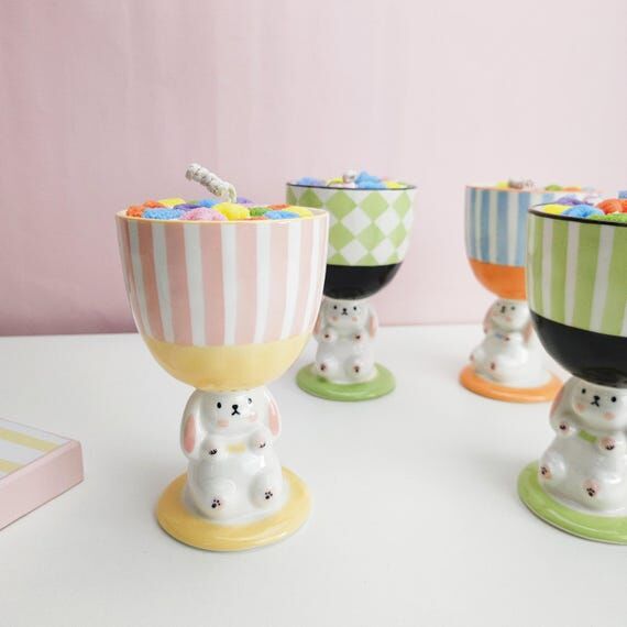 Bunny Mug Soy Candle: Loops Cereal Scent, Reu...