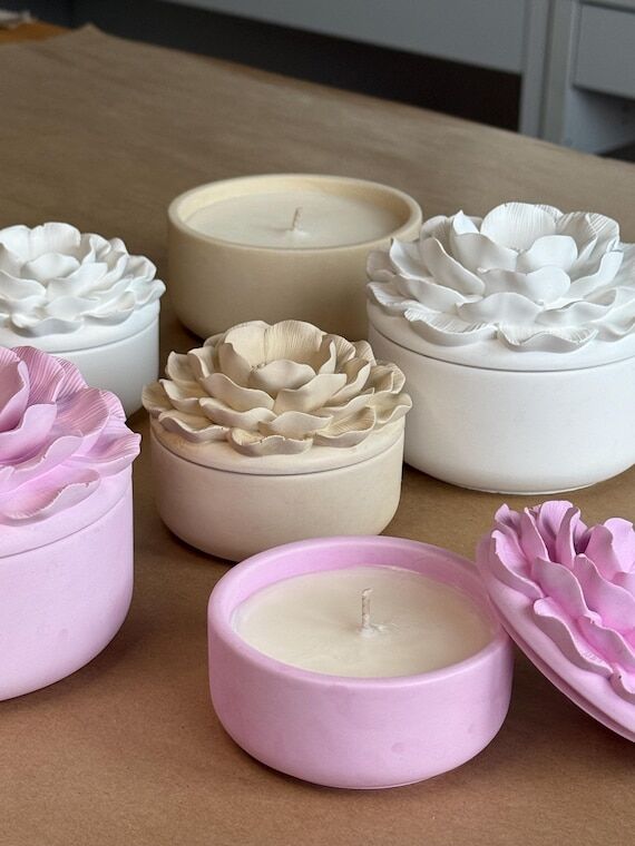 Peony Candle | Hand-poured Peony Container | ...