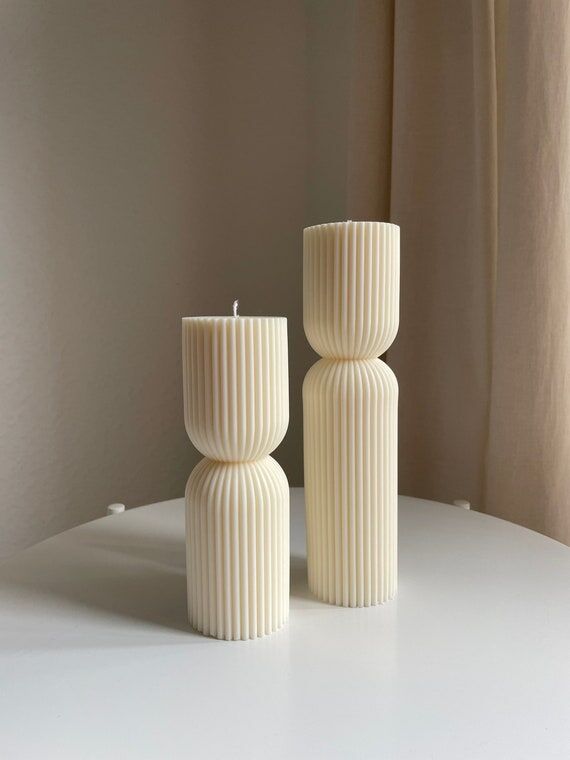 Hourglass candle | Fluted pillar candle | Rap...