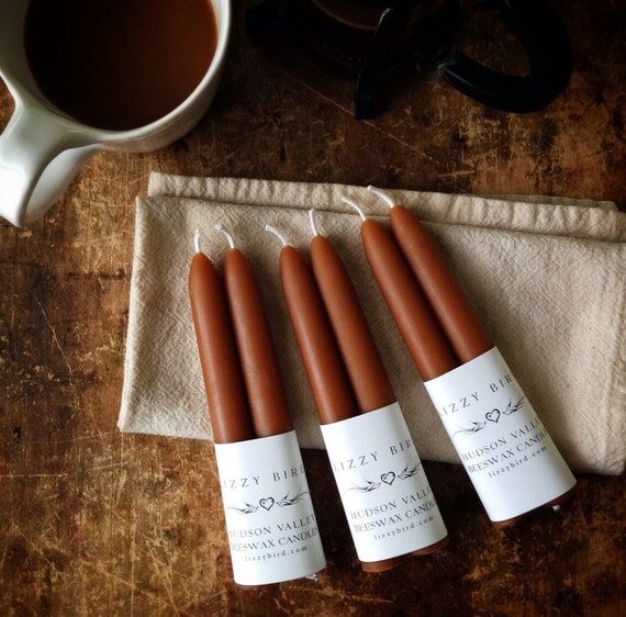 6 Inch Beeswax Candles - One Pair of Short Ta...