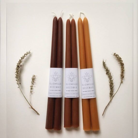 12" Tall Beeswax Tapers - Handmade Candl...