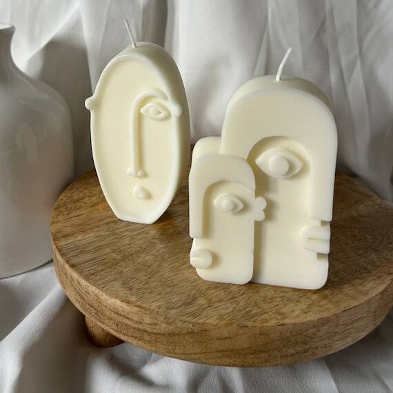 Face Duo candle, Set of 2 Abstract face candl...