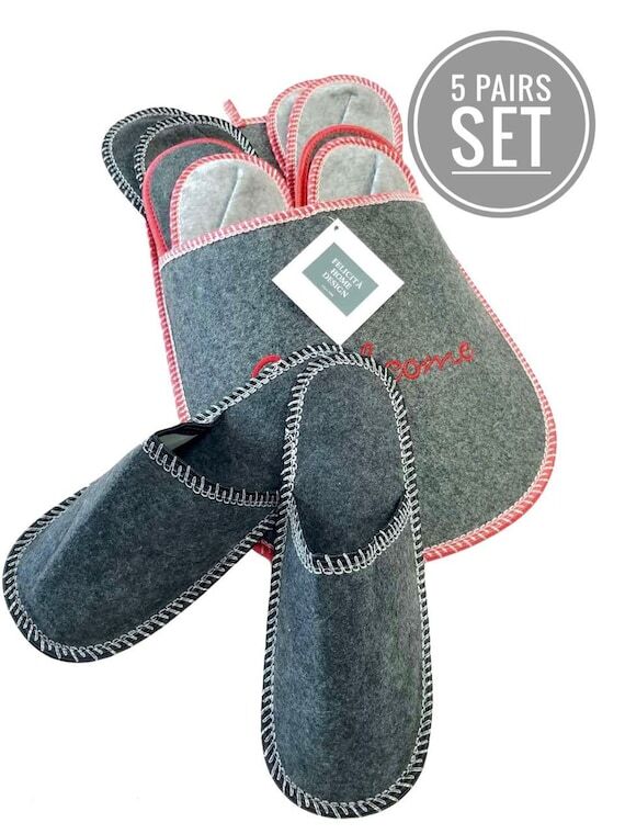Guest Slippers set 5 Pairs Bulk Disposable Fl...