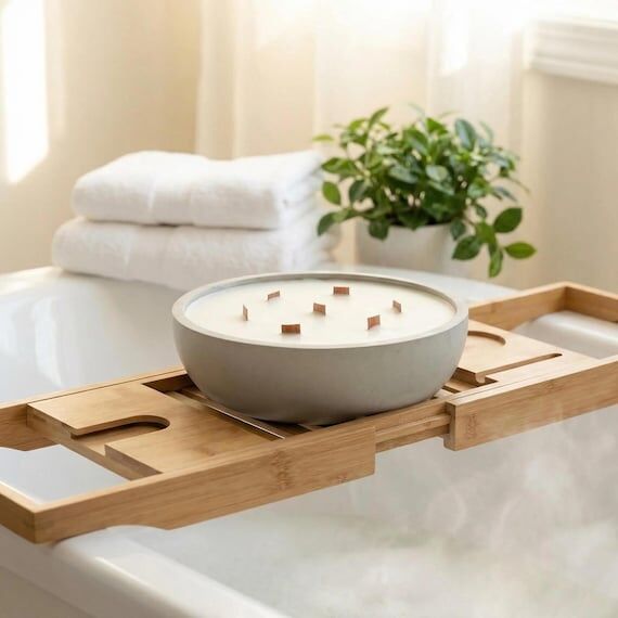 Extra Large Concrete Bowl Candle | 7 Wick Soy...