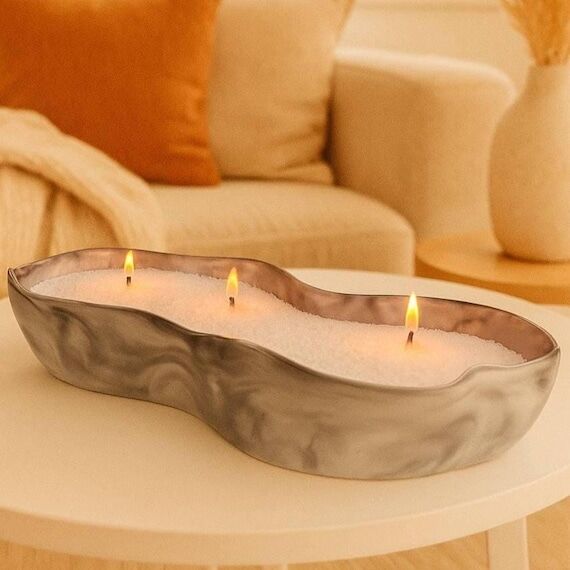 Large Pearled Sand Wax Candle | Sculpted Plas...
