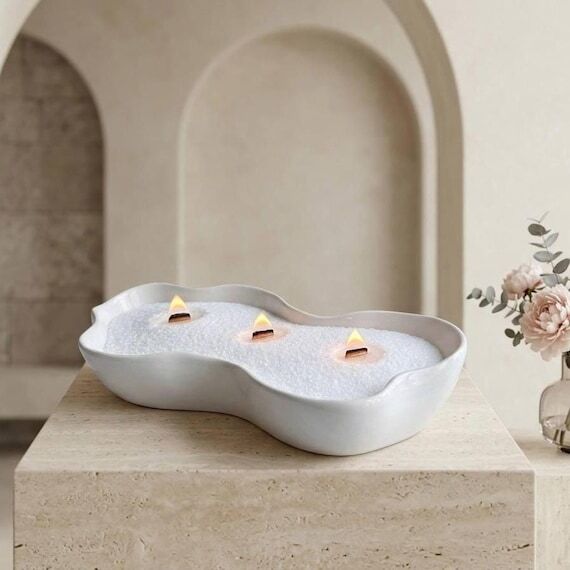 Large Sand Wax Candles | Refillable Wax in Pl...