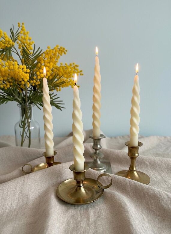 Set of 4 Twisted Pure Beeswax Candles – Ivo...
