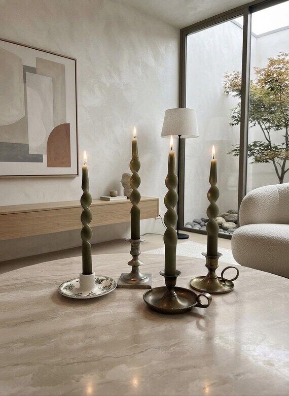 Set of 4 Spiral Bees & Soy Wax Candles – Ea...