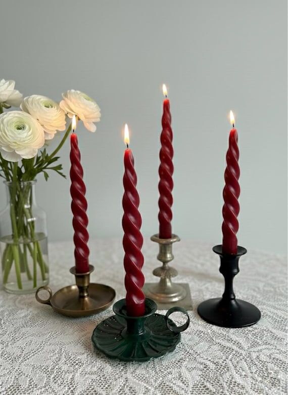 Set of 4 Twisted Pure Beeswax Candles – Nat...