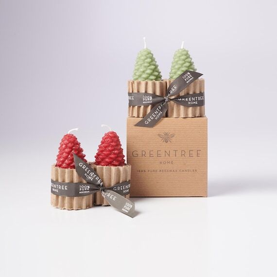 Small Fall Pine Cone 100% Beeswax Candles...