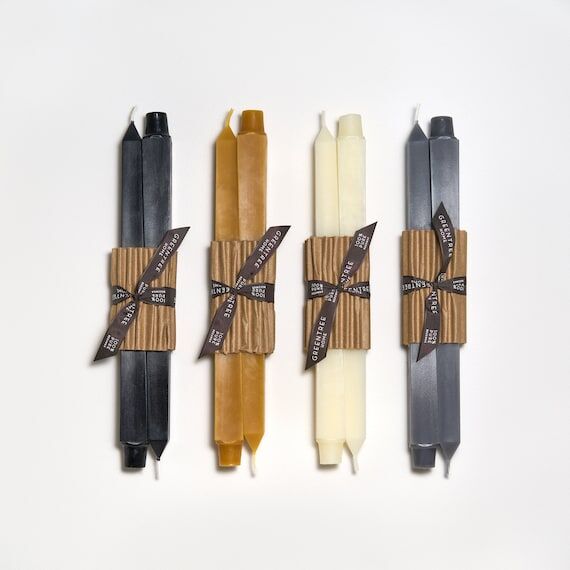 12" Square Taper Handmade Beeswax Candle...