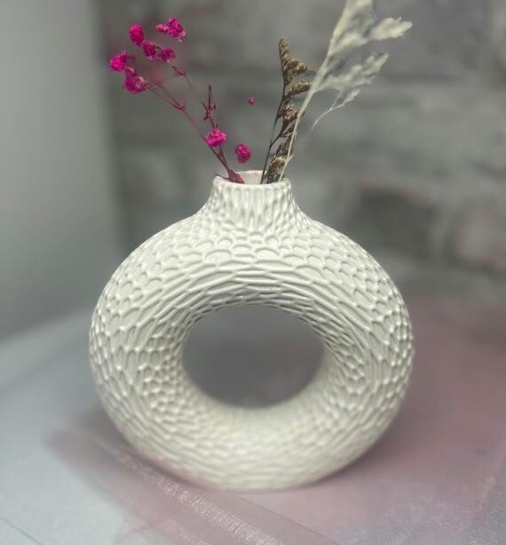 Minimalist Jesmonite Ring Vase: Modern Home D...
