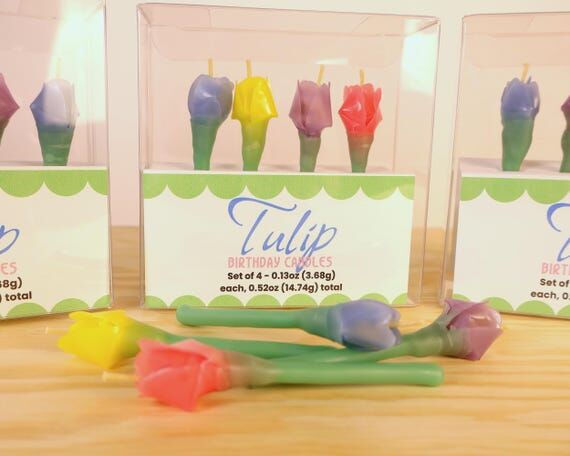 Tulip Birthday Candles set of 4 | Flower Cake...