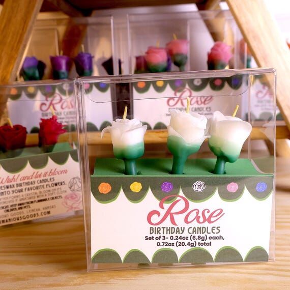 Color Roses Birthday Candle (set of 3) Colorf...