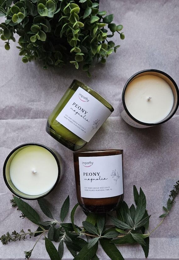Peony Magnolia Scented Candle | Luxury Soy Ca...