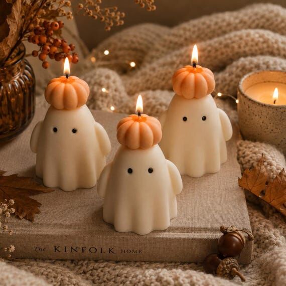 Ghost Candle with Pumpkin Hat | Handmade Soy ...