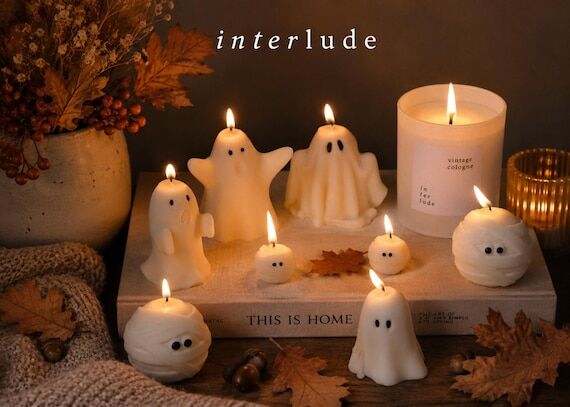 Ghost Shaped Halloween Candle – Pumpkin Spi...
