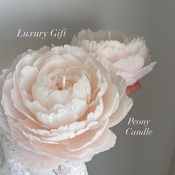 Realistic Peony Candle from Beeswax: Handmade...