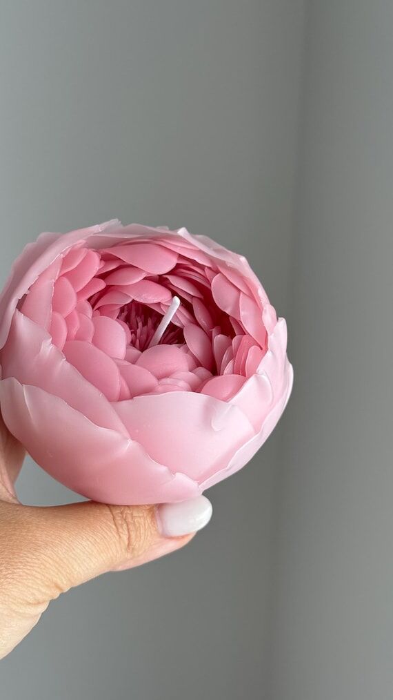 Handmade Beeswax Peony Candle: Unique Floral ...