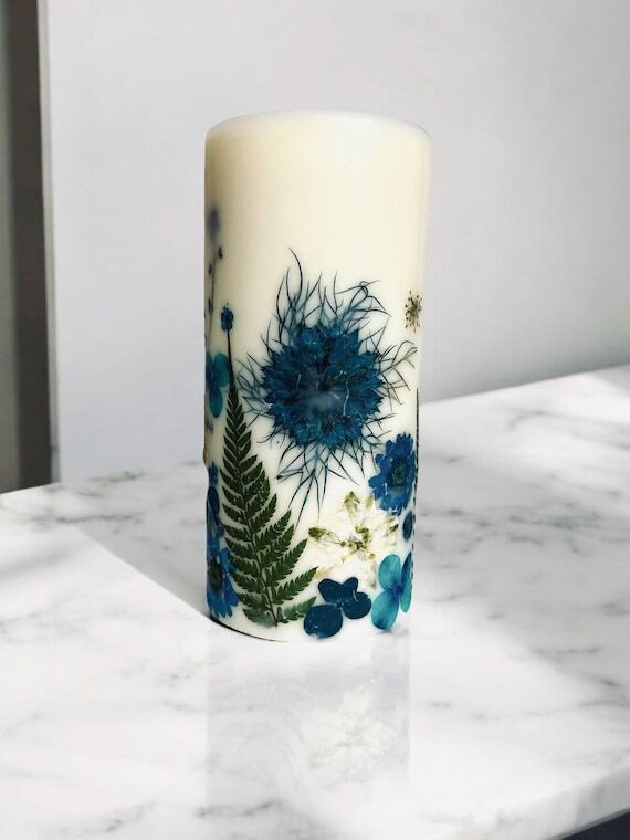 Blue Pressed Flower Handmade Decorative Botan...