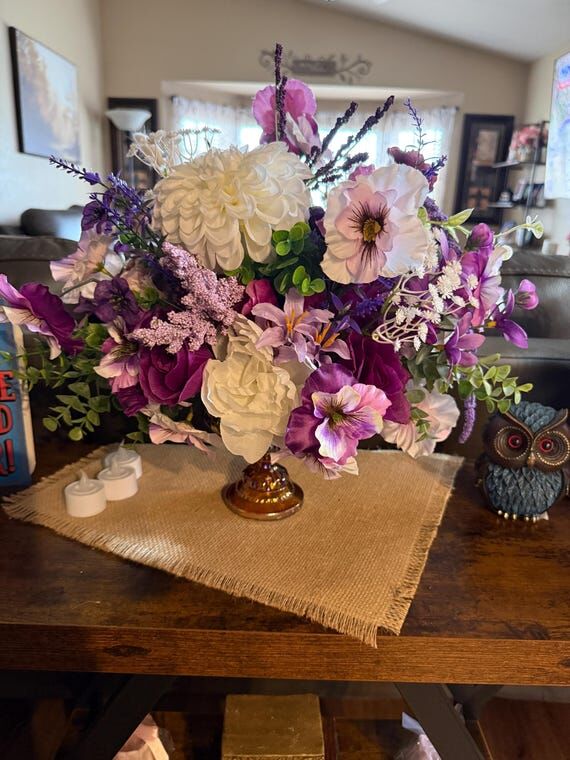 Luxury Purple and Blush Floral Arrangement in...