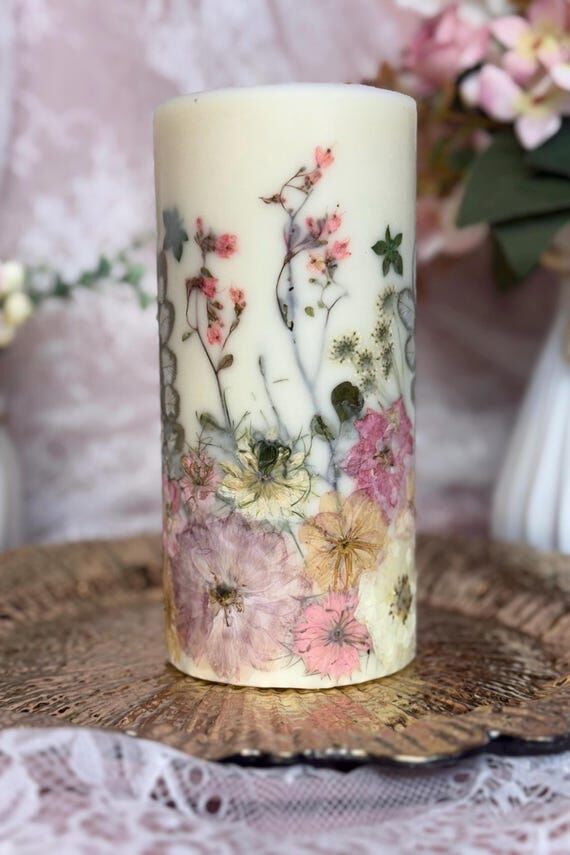 Pink/Cream 3.5-inch (No Social Media) 7-inch Pressed Flower P...