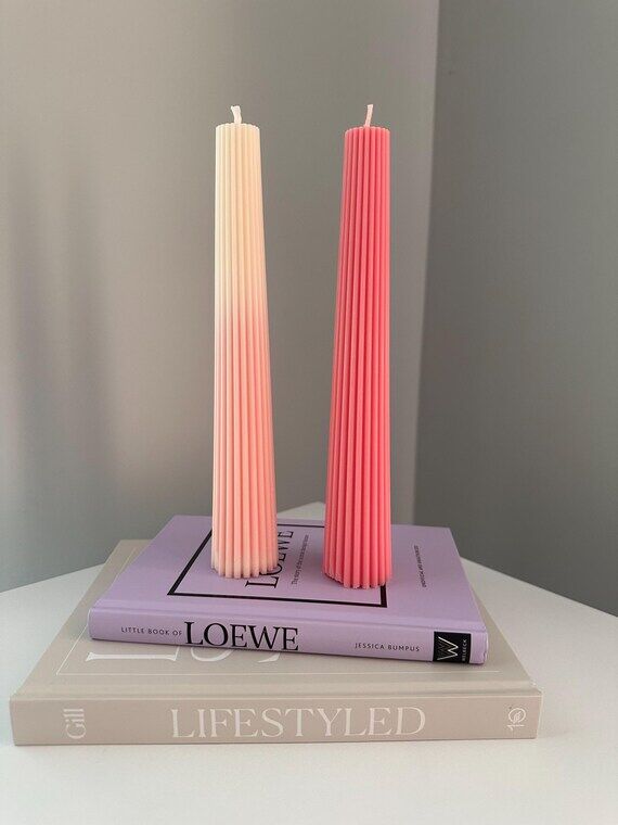 Hand-Poured Doric Ribbed Tall Pillar Candle ...