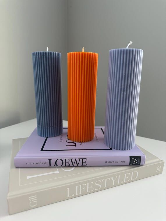 Handmade Soy Wax Pillar Candle - Minimalist R...