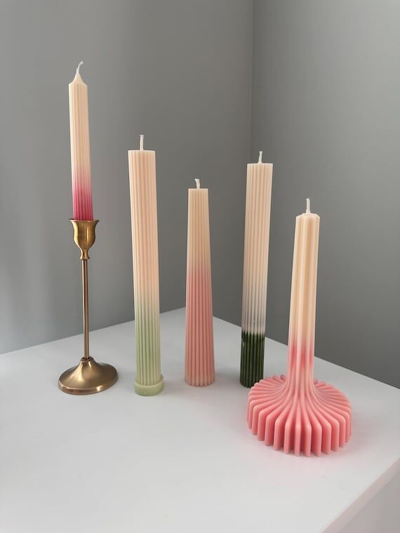 Set of 5 ombre pillar candle...