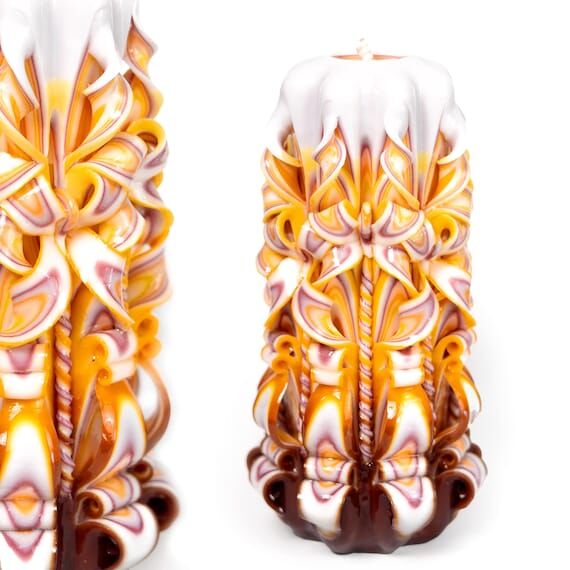 Handcrafted Carved Candle: Artistic Home Deco...