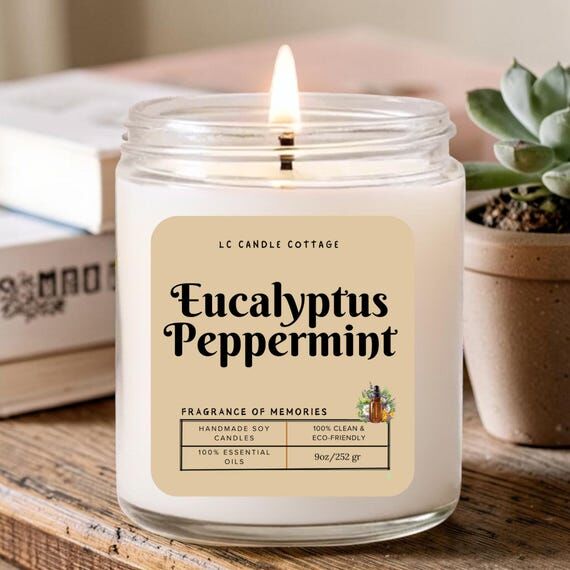Eucalyptus Peppermint Candle - Natural Soy Wa...