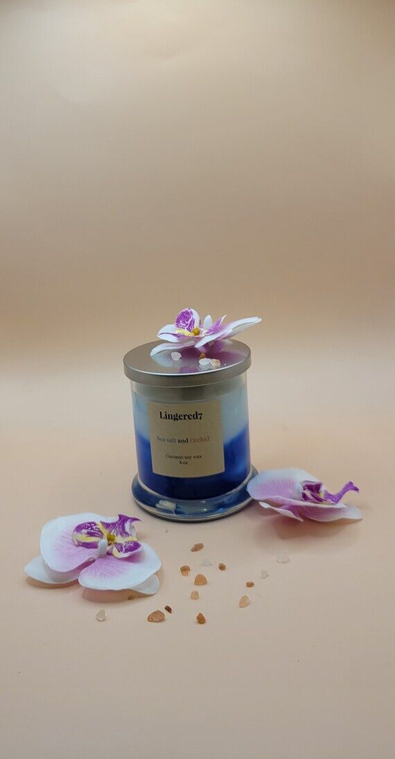 Sea Salt & Orchid candle handmade candle....