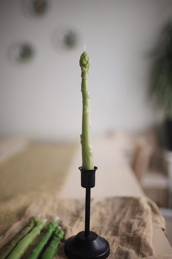 Asparagus Beeswax Candles, Taper Candles, Pla...