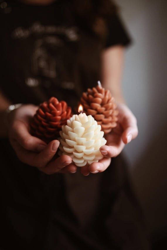 Pine Cone Candle, Christmas Candle, Holiday D...