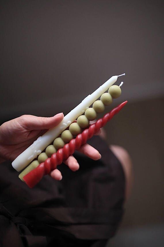 Long Taper Candle Set, Beeswax Colored Candle...