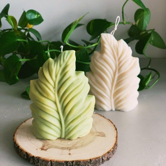 Handmade Big Leaf Candle: Fall Home Decor...
