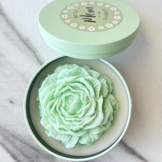 Peony Flower Candle | Vegan Coconut Soy Wax w...