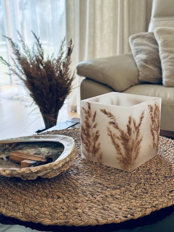 Handmade Botanical Candle holder with Dried G...