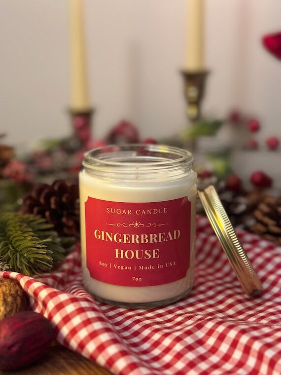 Gingerbread House Candle: Soy, Vegan, Non-Tox...