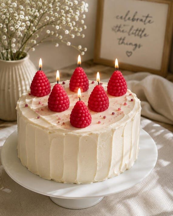 Handmade Raspberry Candles, Berry First Birth...
