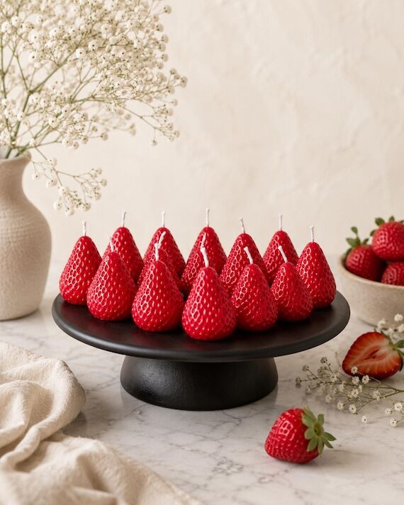 Handmade Strawberry Beeswax and Soy Wax Candl...