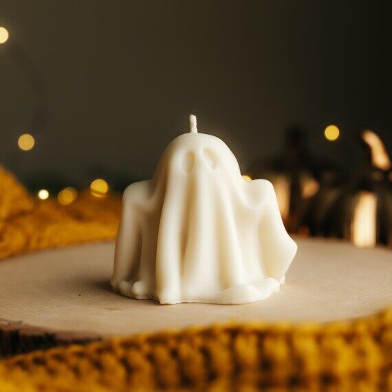 Ghost Beeswax Candle, Halloween Candles, Fall...